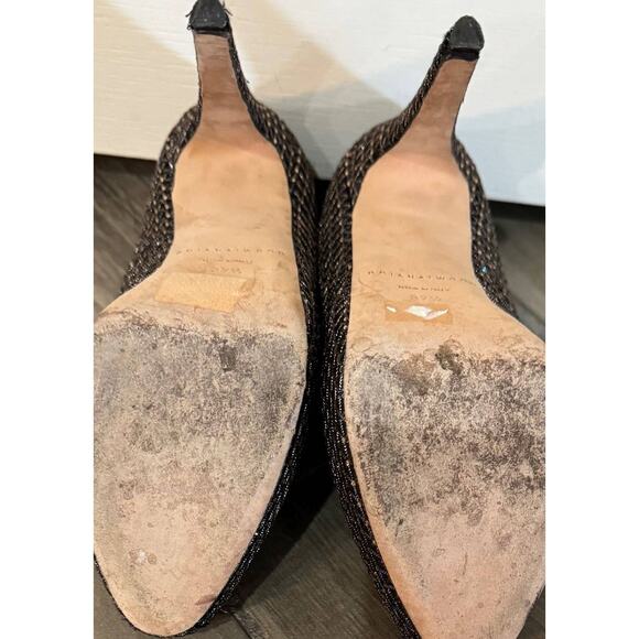 Brian Atwood Pumps Maniac Platform Black Crystal Net PLATFORMS HEELS 7.5 (37.5) - Picture 3 of 4